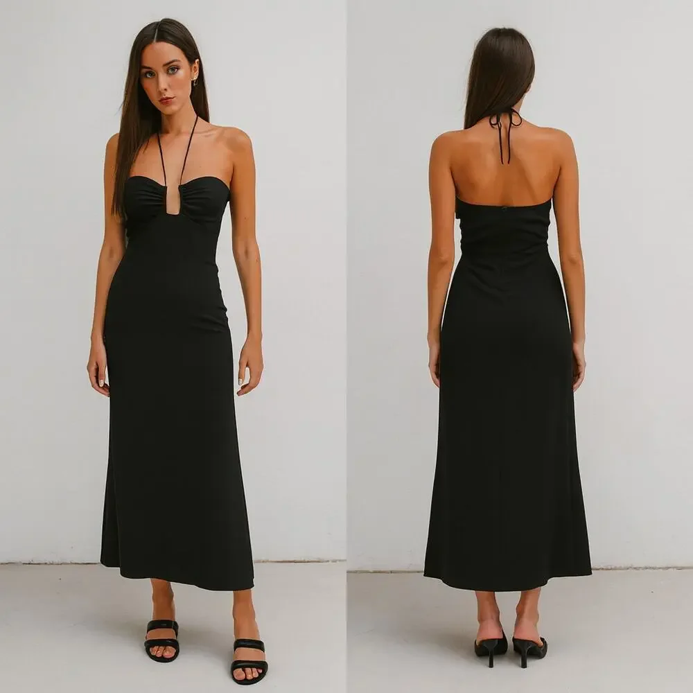Abercrombie & Fitch NWT Women XL Halter Maxi Slip Dress Romantic